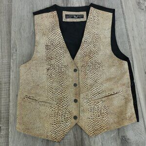 AJ Vintage Leather Vest Women's Medium Snap Button